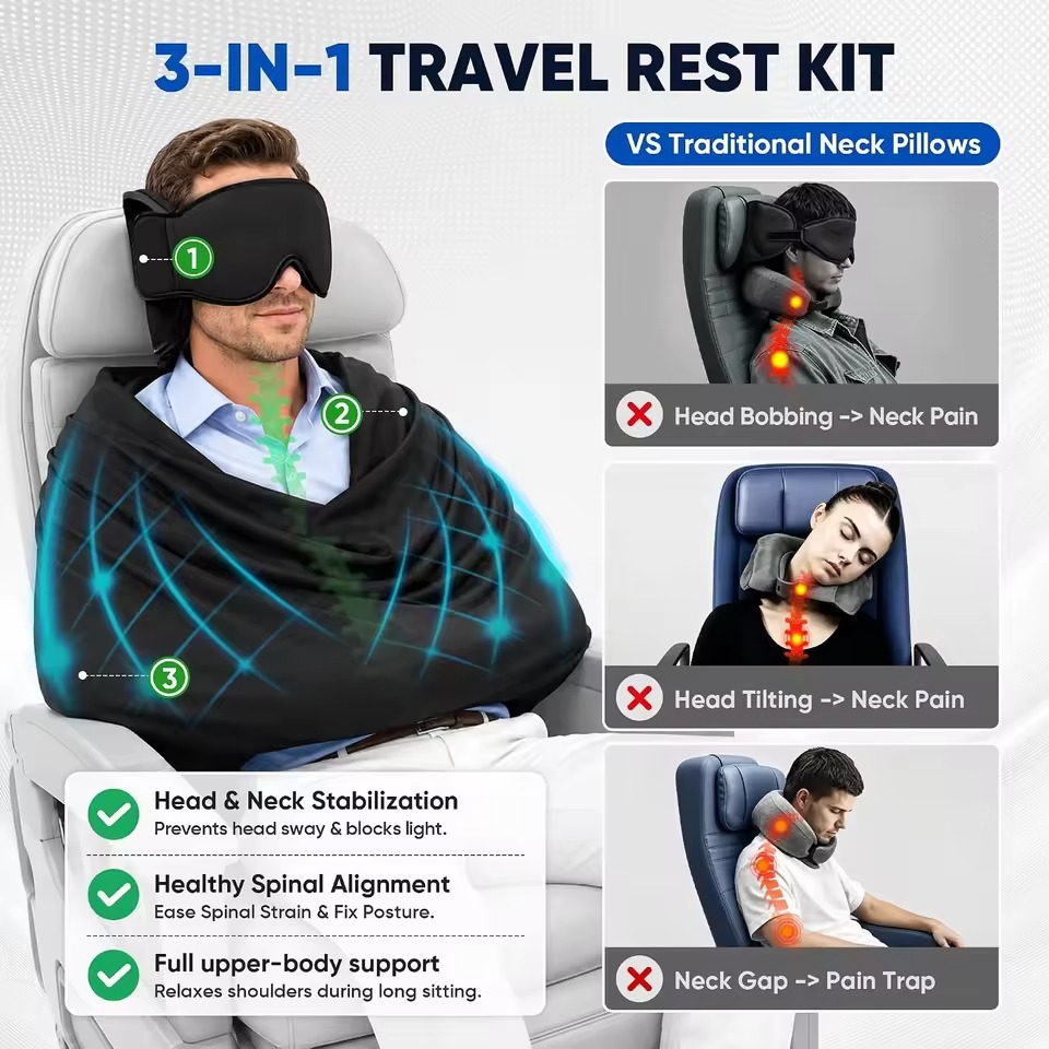 3-in-1 Car Sleep Seat Supports - Travel Accessories Long Flight ulasan dan harga