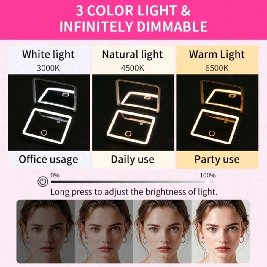 LED Makeup Mirror With Touch S - Travel Accessories As Gifts ulasan dan harga